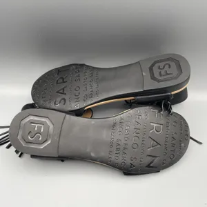 Franco Sarto Sandals Size 8 Black Leather Gladiator Fringed Ankle Strap Open Toe thumbnail 9