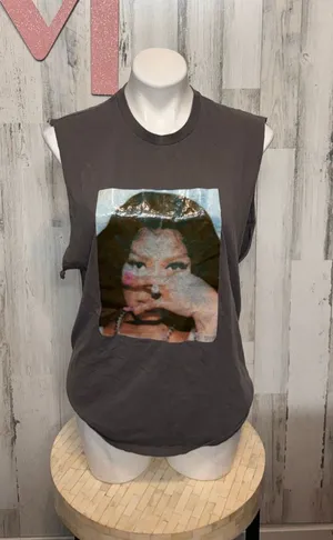 Gildan Nicki Minaj SOS Graphic Sleeveless Muscle Tank Top Unisex Size Medium Cha thumbnail 1