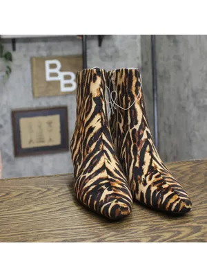 NWT A New Day Womens Tigris Boots Block Heel 94568630 Tiger Print Brown 9M thumbnail 4