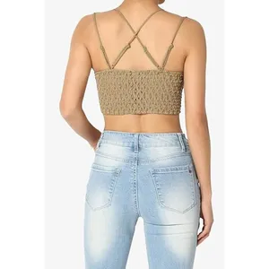 Free People Womens Adella Lace Crochet Boho Festival Bralette Top Size S Tan thumbnail 2