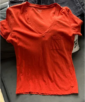 Madewell Orange V-Neck Tee thumbnail 1