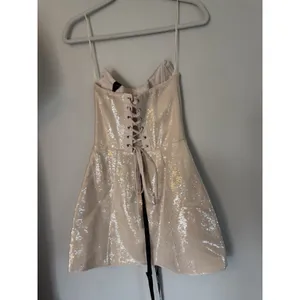 Heiress Beverly Hills Womens Strapless Sequin Corset Mini Dress Natural Sz S NWT thumbnail 5