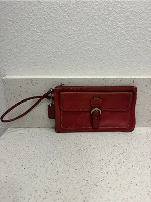 Coach Soho Red Burgundy Leather Buckle Wristlet Vintage Y2K Contrast Stitch thumbnail 2