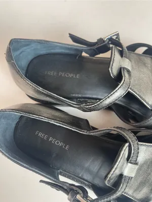 Free People Willow leather fisherman flat sandals distressed black Gladiator 8 thumbnail 13