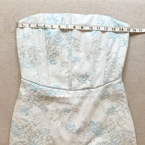 Forever 21 NWT Floral Jacquard Metallic Shimmer Corset Strapless Mini Dress thumbnail 7