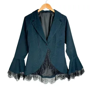 The Pyramid Collection Corduroy Corset Lace Up Jacket Sz Small Lace Trim thumbnail 2