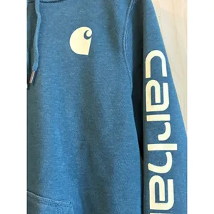 Carhartt Hoodie Womens M Green Relaxed Fit Sweatshirt Fleece Lined Spell Out thumbnail 2