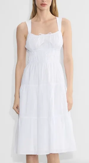 Aritzia Sunday Best Martine Cotton Poplin White Tiered Midi Dress NWT Size XS thumbnail 1