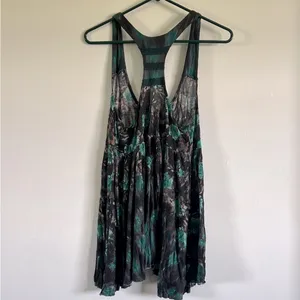 Free People Racerback Top / Tunic Black and Green with Lace thumbnail 4