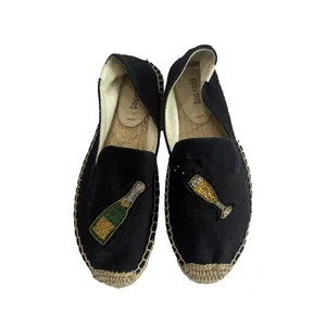 Soludos Cheers Champagne Bottle Espadrille Flats Black Beaded Slip On 6.5 thumbnail 4