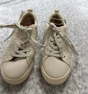 Eddie Bauer Womens Knit Sneakers‎ Taupe Lace Up Mesh Walking Shoes 318898 Size 6 thumbnail 1