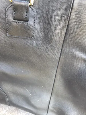 Tory Burch Black Leather Double-Handle Tote with Gold Logo thumbnail 3