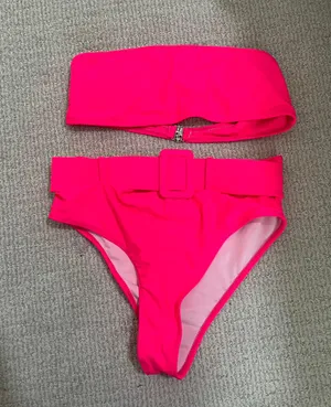 Pink Buckle High Waisted Bikini Medium thumbnail 2
