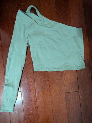 Abercrombie & Fitch Green One Shoulder Long Sleeve Top S thumbnail 1