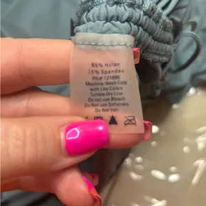 Title Nine Slate Blue Super Soft Funnel Neck Cinch Side Pull Over Top Medium thumbnail 8