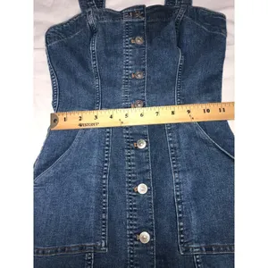 Denim Dress Size 0 H&M Divided Blue Button Front Pockets Stretch Adjustable thumbnail 4