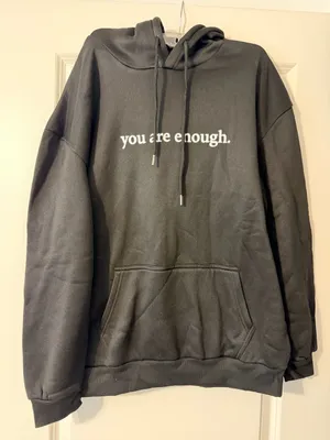 Black You Are Enough Hoodie - Men's or Women Pullover Sweatshirt thumbnail 1