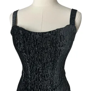 Lavish Alice Altered Crystal Velvet Mini Dress Black Metallic Corset Drape Sz 4 thumbnail 2