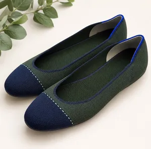 Rothy’s The Flat Highland Captoe NWOB Olive Navy Washable Flats Size 9 thumbnail 1