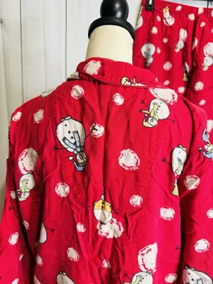 Charter Club Intimates Pajama Set Sz L Red Snowman Christmas Winter Pockets thumbnail 7