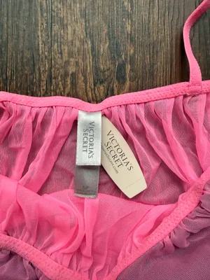 NWT Victorias Secret Pink and Black Sheer Lace Babydoll Nightie Dress - Size S thumbnail 4
