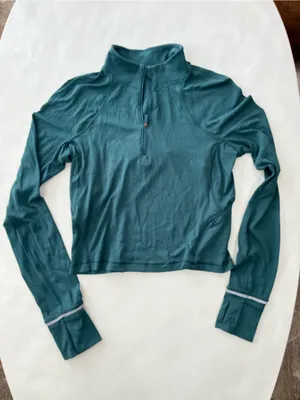 Lululemon Its Rulu Run Cropped Half Zip Long Sleeve Top in Green Jasper 8 $118 thumbnail 2