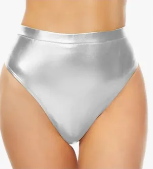 NWT Set of 2 High-Waisted Metallic Rave Booty Shorts -‎ Red & Silver - Medium thumbnail 1