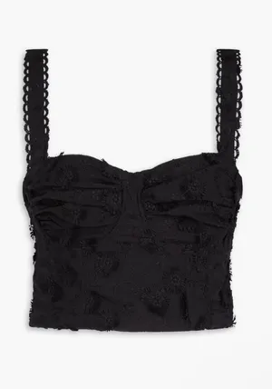 Farm Rio 3D Flower Corset Cropped embroidered crepe bustier Top Size S thumbnail 2