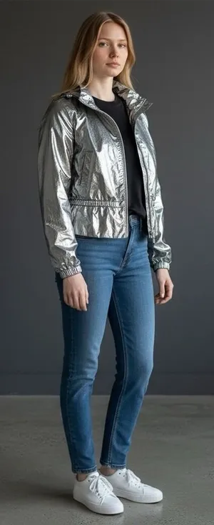 Lululemon X Barrys‎ Women's Titanium Foil Stronger As One Hooded Jacket Size 0 thumbnail 1