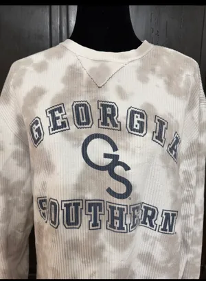 Unwind Georgia Southern Eagles Rugged Tie-dye Tan & cream Sweatshirt- Medium. ***Refer to measurements. Gently warn & great condition with minor fuzzies. Gently Used. Embroidered Georgia Southern Eagles. Measurements approximately 21” from armpit to armpit x 27” long. Non-smoking smoking home. Sold at as is condition. Don’t like my price make a reasonable offer. thumbnail 3