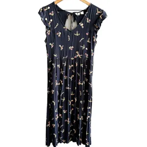 Roxy Rush Minute Short Sleeve Midi Dress Navy Floral Size Small thumbnail 4