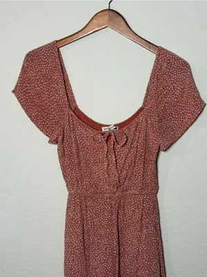 Abercrombie & Fitch XXS Rust Spotted Midi Dress Cottagecore Boho Prairie thumbnail 4