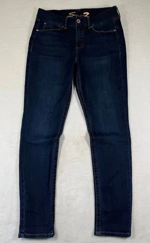 Seven7 Tummyless‎ High Rise Skinny Jeans Womens 12 Dark Wash Stretch Blue Denim thumbnail 1