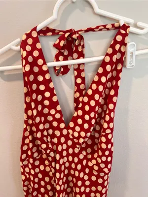 Realisation Par Simone Halter Strap Tie 100% Silk Polka Dot Maxi Dress Size XS thumbnail 4