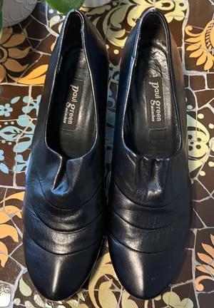 PAUL GREEN BLACK LEATHER PUMP HEEL Sz: 6.5 thumbnail 1