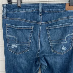 American Eagle Outfitters Blue Skinny Jeans with Distressed Details thumbnail 7
