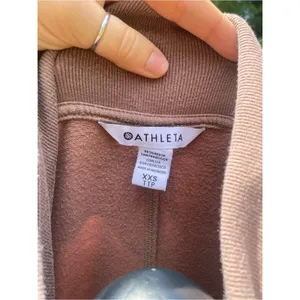 Athleta Coaster Luxe V-Neck Shawl Collar Sweatshirt Pullover Mauve Relaxed Fit thumbnail 7