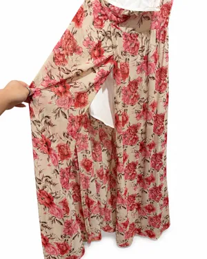 SHEIN One Shoulder Pink Floral Maxi Dress Size Medium thumbnail 5
