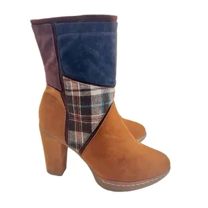 Muk Luks Nola brown:suede vegan boho patchwork heeled boots thumbnail 2