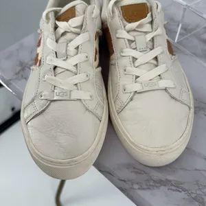 UGG Dinale Sneaker Lace Up‎ White Mesa Sand Cow Print Leather Casual Sz 8.5 US thumbnail 6