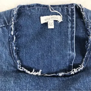 ELLA MOSS Denim Sleeveless Jumpsuit Size 27 Blue Jean Open Back Tapered‎ Raw Hem thumbnail 6