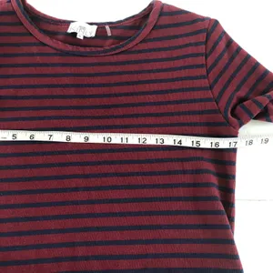 Anthropologie KINLY Directional Stripe Mini Dress M Drop Waist Flounce Hem Long‎ Sleeve Shift thumbnail 6