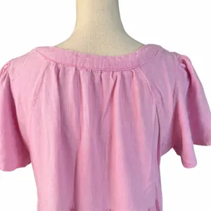 UMGEE Women's Linen Blend Color Block Tiered Mini Dress Sz L Festival Beachy thumbnail 4