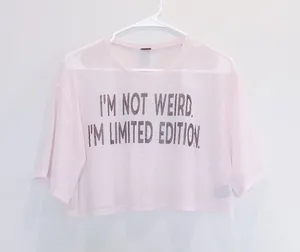 🎈Pink mesh cropped boyfriend shirt top thumbnail 1