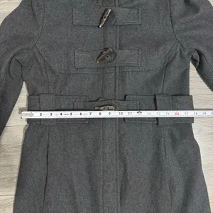 Anthropologie Elevenses Deep Woods Toggle Coat Wool Blend Faux Fur Gray size 10‎ thumbnail 15
