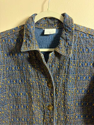 Click by Color Me Cotton Embroidered Denim Jacket 100% Tencel thumbnail 6
