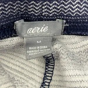 Aerie Blue Striped High Rise Full Length Skinny Cotton Blend Leggings Medium thumbnail 3