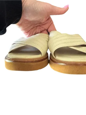 Madewell - Cream Leather Crisscross Slide Sandals Sz 6.5 thumbnail 4