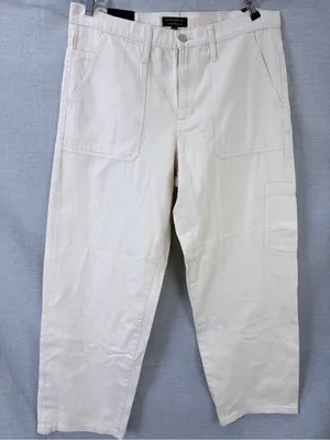 NWT Banana Republic‎ Cream Barrel Leg Jeans High Rise Wide Leg Denim 32 14 thumbnail 1
