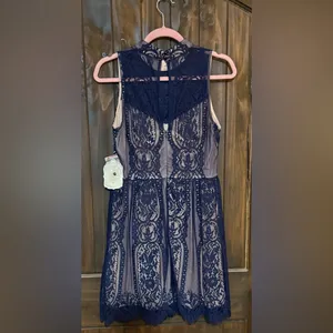 Altar’d State navy blue lacy dress Medium NWT thumbnail 5
